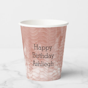 Blush Pink Rose White Shell Paper Cups