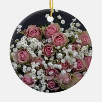 Blush Pink Roses and Baby's Breath Ceramic Tree Decoration