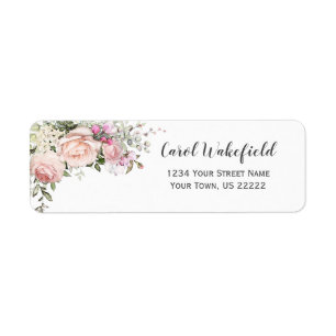 Blush Pink Roses and Rosebuds Return Address