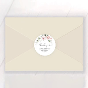 Blush Pink Roses Baby Shower Classic Round Sticker