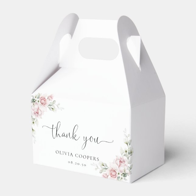 Blush Pink Roses Baby Shower Favour Box (Front Side)