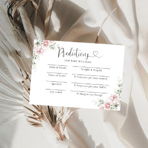 Blush Pink Roses Baby Shower Predictions Card