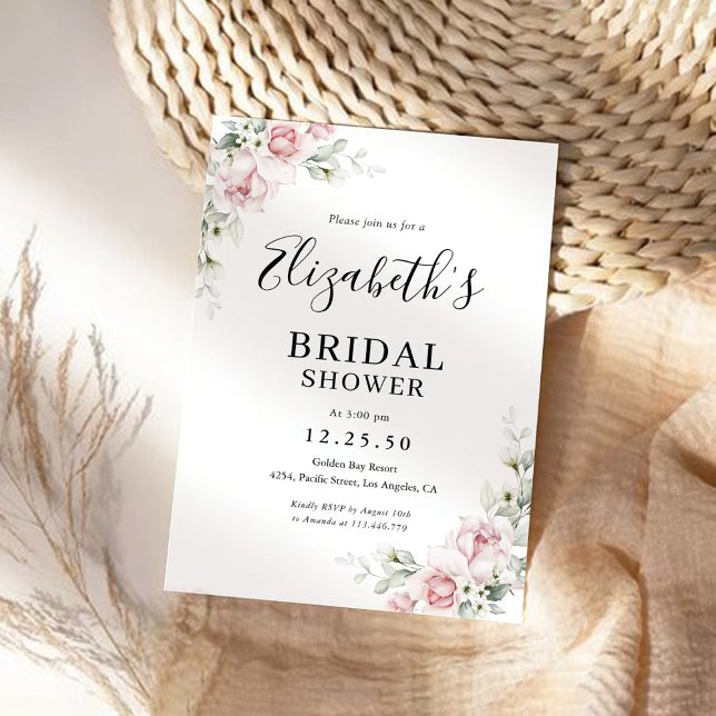 Blush Pink Roses Bridal Shower Invitation (Creator Uploaded)