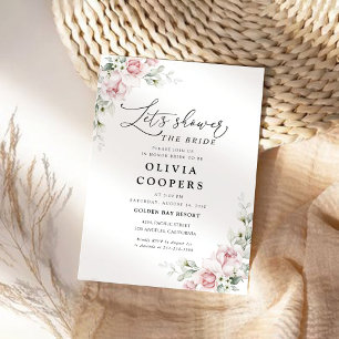 Blush Pink Roses Bridal Shower Invitation