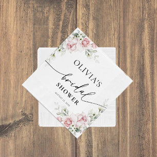 Blush Pink Roses Bridal Shower Napkin