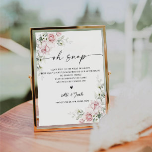 Blush Pink Roses Bridal Shower Oh Snap Sign