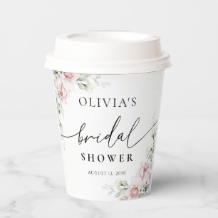 Blush Pink Roses Bridal Shower Paper Cup