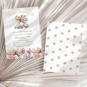 Blush Pink Roses Bridal Shower Tea Brunch Invitation