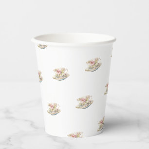 Blush Pink Roses Bridal Shower Tea Paper Cups