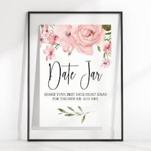 Blush Pink Roses Elegant Floral Date Night Sign