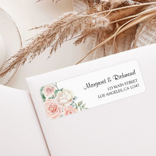 Blush Pink Roses Elegant Wedding Return Address