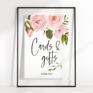 Blush Pink Roses Floral Card & Gifts Sign
