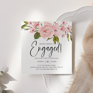 Blush Pink Roses Floral Elegant Engagement