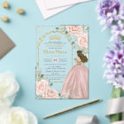 Blush Pink Roses Floral Gold Quinceañera Sweet 16 