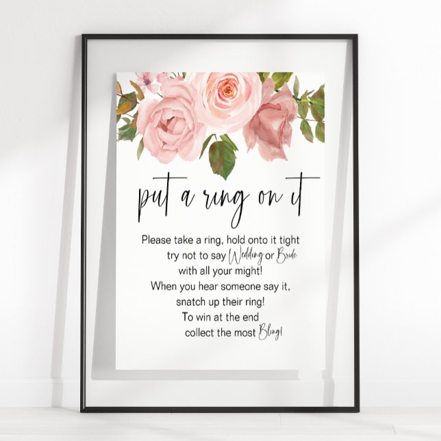 Blush Pink Roses Floral Put A Ring On It Game Poster (Creator Uploaded)