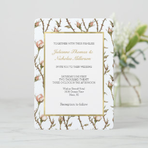 Blush Pink Roses Floral Wedding Invitation