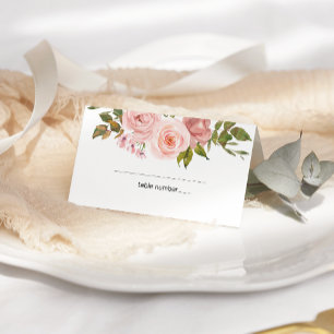 Blush Pink Roses Floral Wedding Place Card