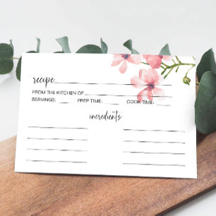 Blush Pink Roses Floral Wedding Recipe Card