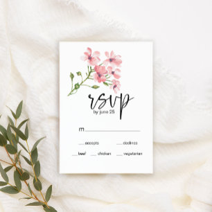 Blush Pink Roses Floral Wedding RSVP Card