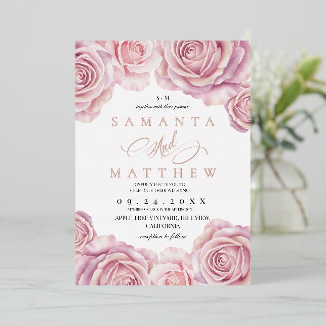 Blush Pink Roses Flower Elegant  Wedding (Standing Front)