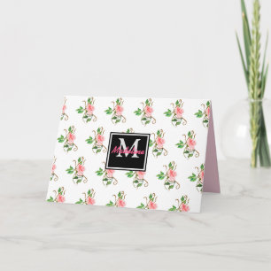 Blush Pink Roses Folded Note Card