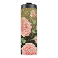 *~* Blush Pink ROSES Gold Glitter Floral