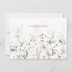 Blush Pink Roses, Hummingbirds, Sage Greenery Card