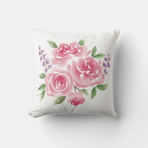 Blush Pink Roses & Lavender Cushion