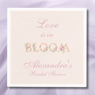 Blush Pink Roses Love is in Bloom Bridal Shower Napkin