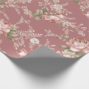 Blush Pink Roses-Old Rose Background Wrapping Paper