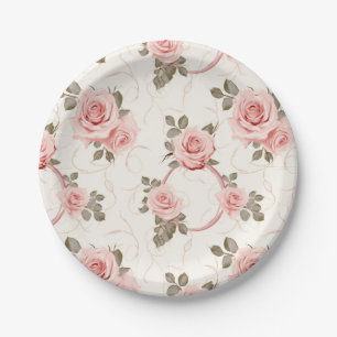 Blush Pink Roses Paper Plates