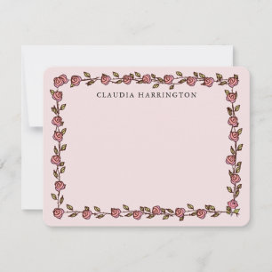 Blush Pink Roses Personalised Floral Botanical Card