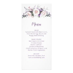 Blush Pink Roses Purple Wildflowers Wedding Menu