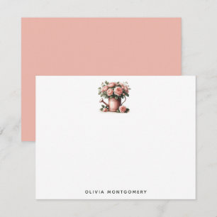 Blush Pink Roses Rustic Watering Can Personal Card