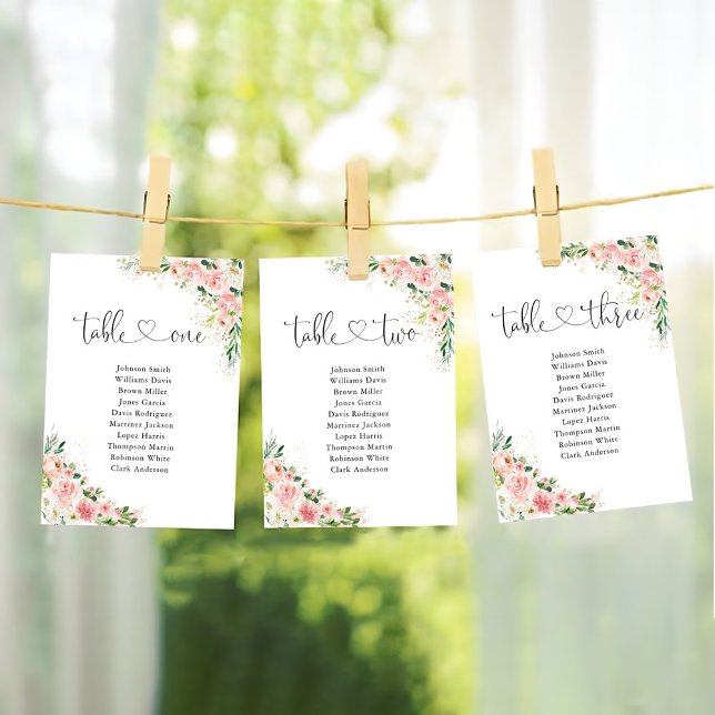 Blush Pink Roses Table Number 1 Seating Chart (Creator Uploaded)