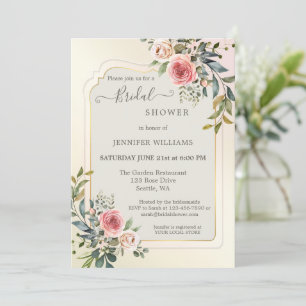 Blush Pink Roses Watercolor Bridal Shower Invitati Invitation