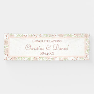 Blush Pink Roses Wedding Banner Vintage