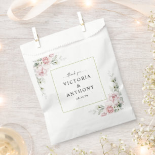 Blush Pink Roses Wedding Ceremony Favour Bag