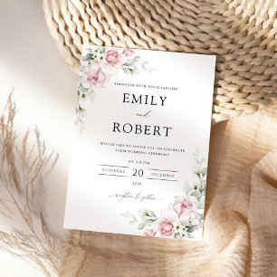 Blush Pink Roses Wedding Ceremony Invitation
