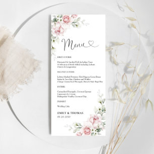 Blush Pink Roses Wedding Ceremony Menu