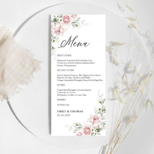 Blush Pink Roses Wedding Ceremony Menu