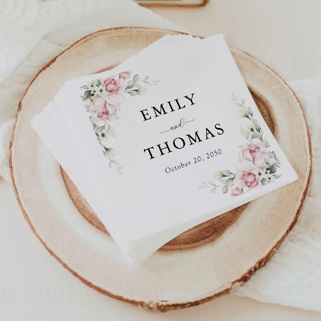 Blush Pink Roses Wedding Ceremony Napkin (Creator Uploaded)