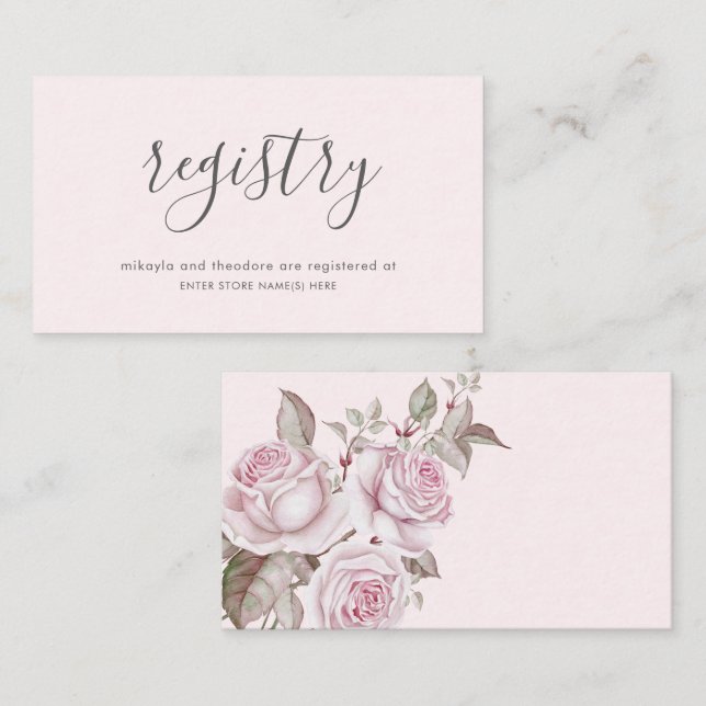 Blush Pink Roses Wedding Enclosure Card (Front/Back)