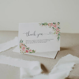 Blush Pink Roses Wedding Flat Thank You Cards