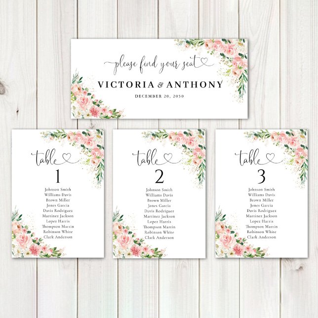 Blush Pink Roses Wedding Head Table Sign  (Creator Uploaded)