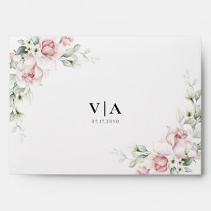 Blush Pink Roses Wedding Invitation Envelope