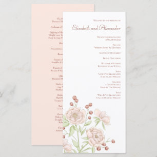 Blush Pink Roses Wedding Modern Programs Menu