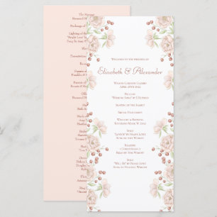 Blush Pink Roses Wedding Programs Menu
