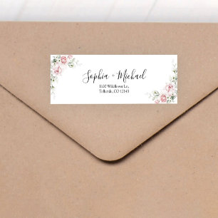 Blush Pink Roses Wedding Return Address Label