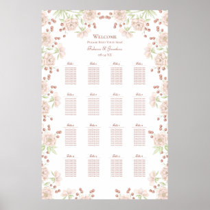 Blush Pink Roses Wedding Seating Chart